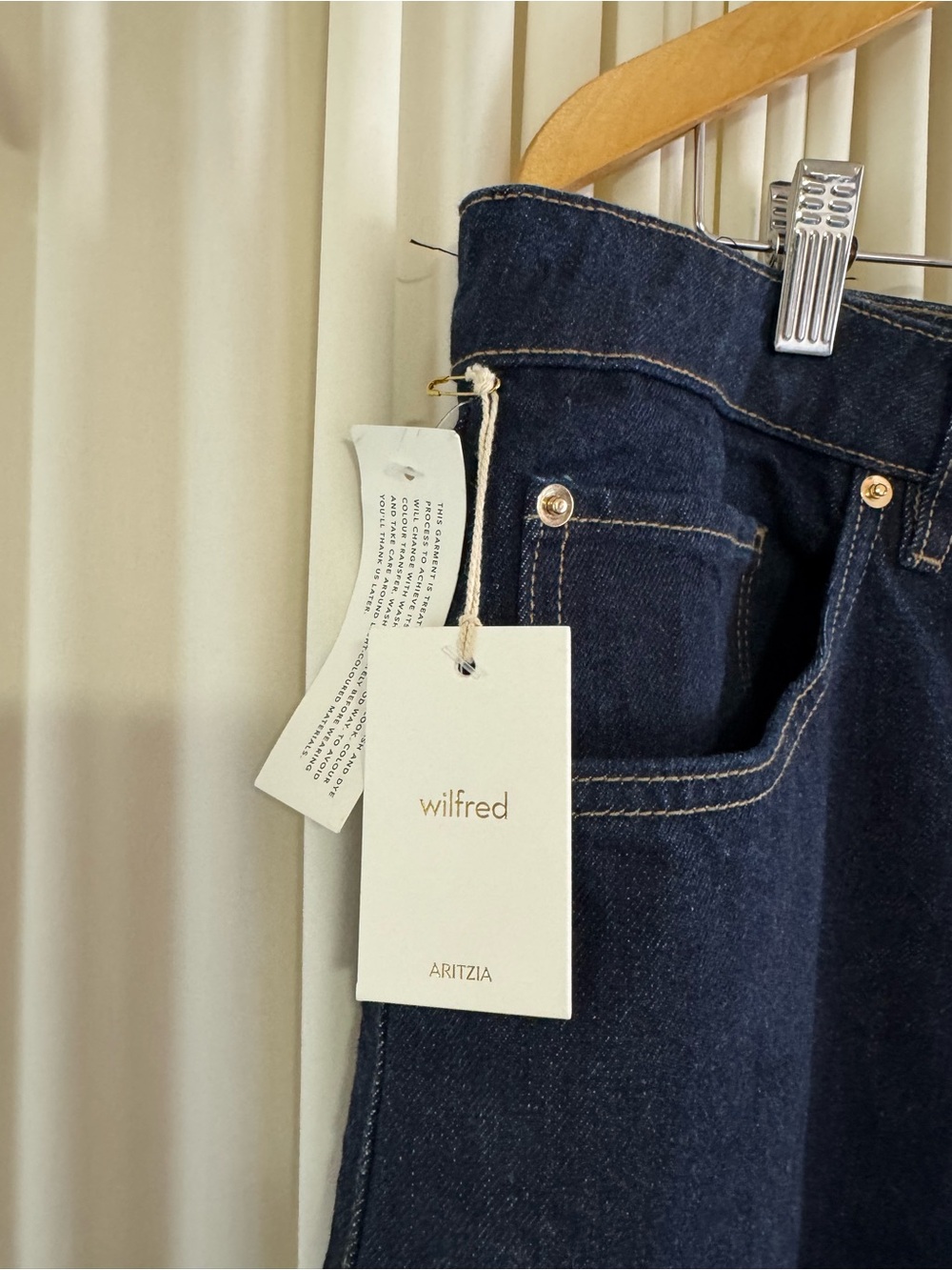 Aritzia Wilfred Publicity Below-Knee Denim Short Dark Wash Blue Jorts Size 32NWT - Picture 5 of 8